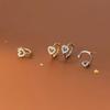 Shiny Heart Stud Earrings Sparkling Ear Buckle Luxury Rhinestone Hoop Earrings  Female