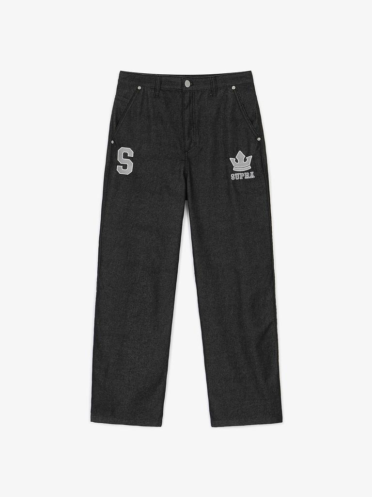 SUPRA Women'S Varsity Crown Logo Denim Pants (Black)
