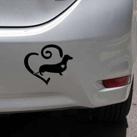 Dachshund Love Heart Car Sticker PET Adhesive Vehicle Removable Decor Decal