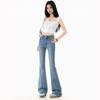 Spring Summer All Star Rhinestone High Waist Slim Stretch Light Tone Fashion Micro Flare Denim Pants Women Casual Pants Oversize Denim Trousers