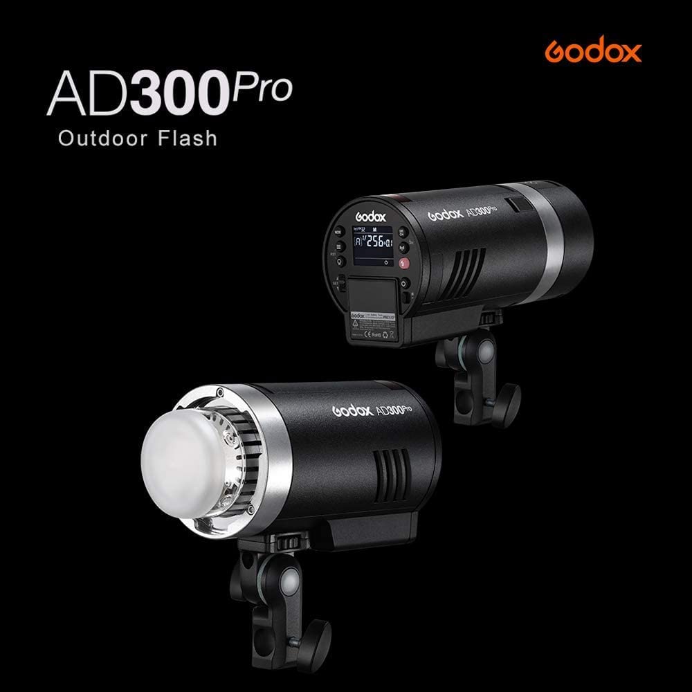 Godox AD300Pro Flash TTL Studio Dual Color Recycle 320 Flashes Strobe, 2.4G, Grade, 300W, 1/8000 HSS, Modeling, 5600±100K, 0.01-1.8S Time, Full-Power
