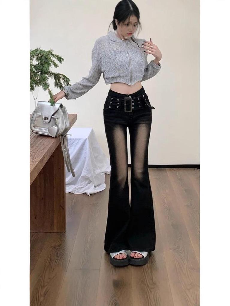Versatile 2024 Trendy Low-Waisted Slimming Stretch Denim Micro-Flare Jeans