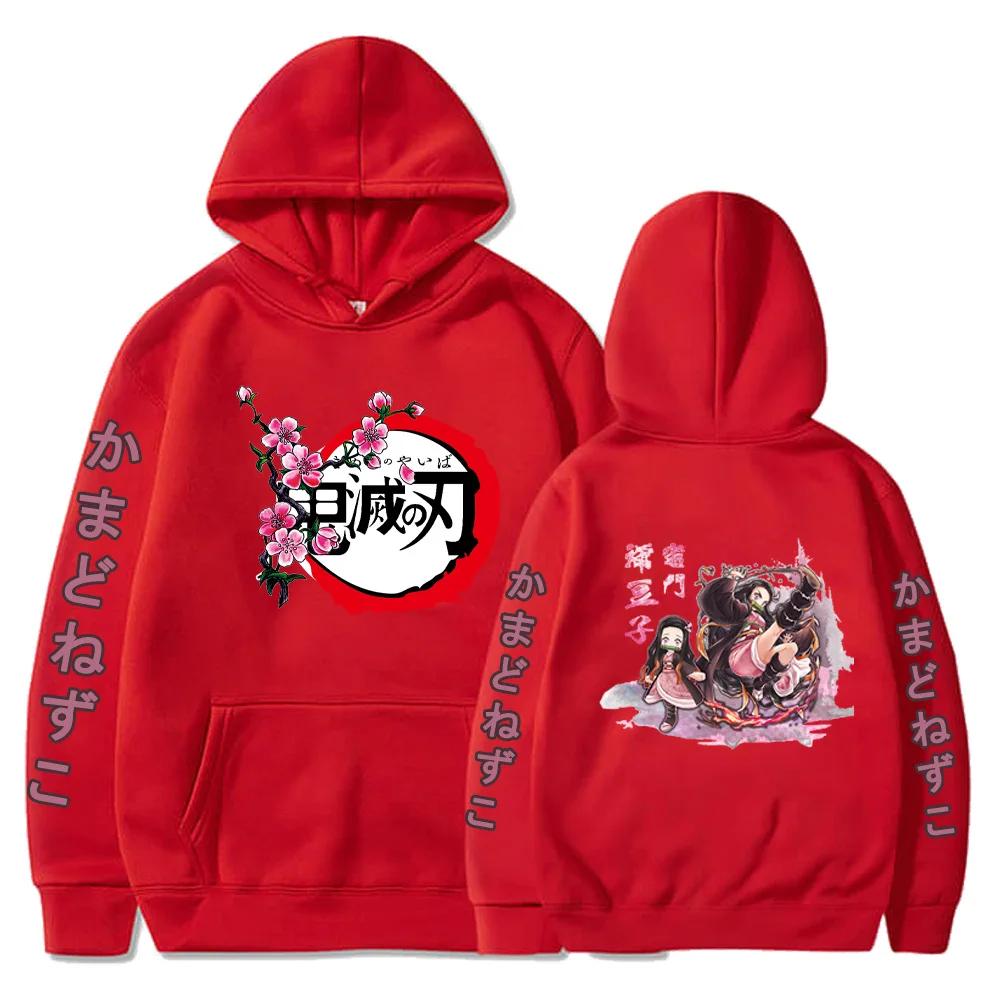 Demon Slayer Kamado Nezuko Oversize Anime Mikina s kapucí Streetwear s kapucí Hip Hop Muži/ženy Volný svetr Oblečení Dětská mikina