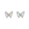 Elegant Iridescent Cubic Zirconia Butterfly Stud Earrings - Chic and Sweet Design