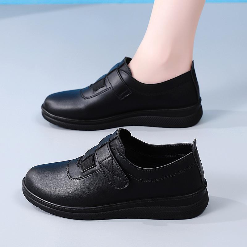Women's Black Loafers Moccasins Casual Slip On Walking Shoes for Mother Plus Size