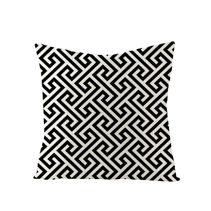 Linen Simple Black White Geometry Cushion Case Modern Nordic Simple Decorative Pillows Case Livingroom Sofa Couch Throw Pillows