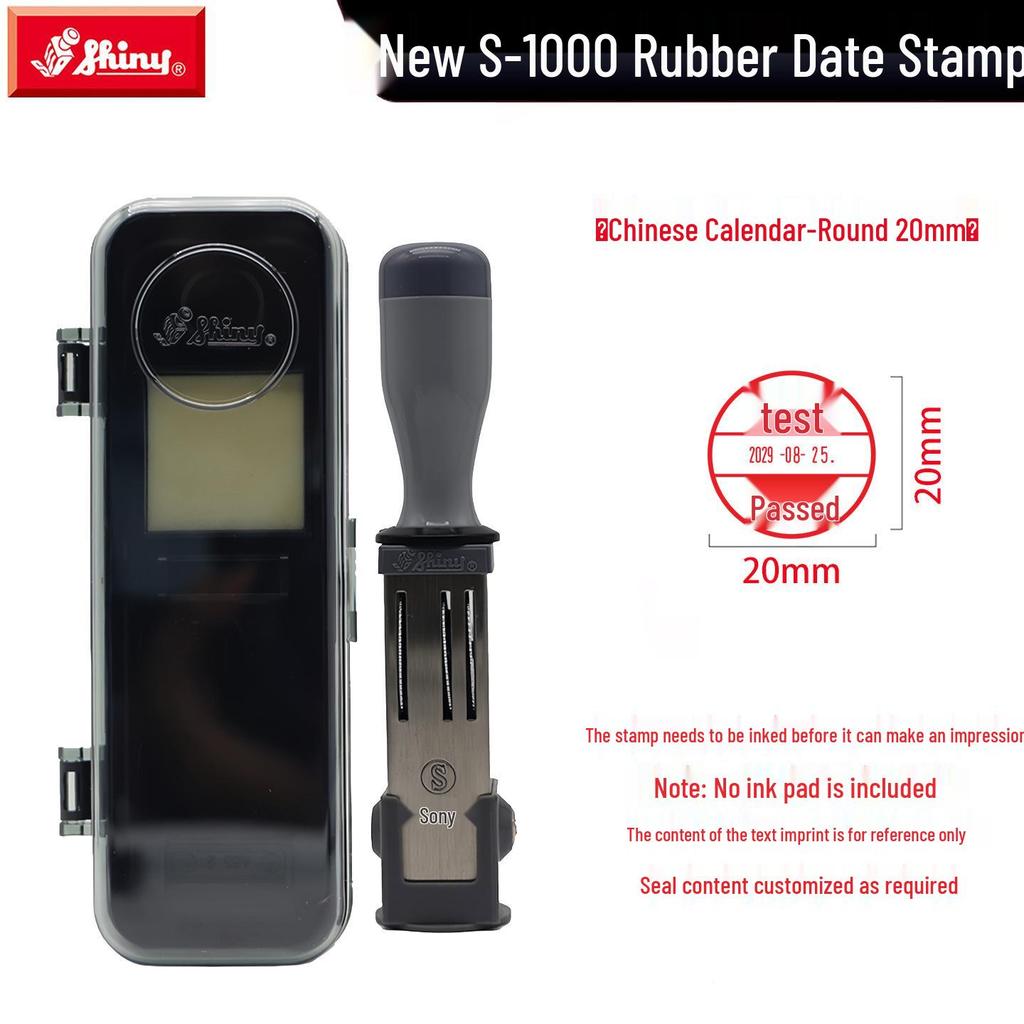 Adjustable Date & Custom Name Rubber Stamp - Shiny Dial, Personalized & Handmade Engraving