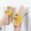 Peep Toe Sandals Women Summer Shoes Fashion Platform Shoes Elegant Ladies Sandals Wedge Heel 10cm Yellow Black Pink