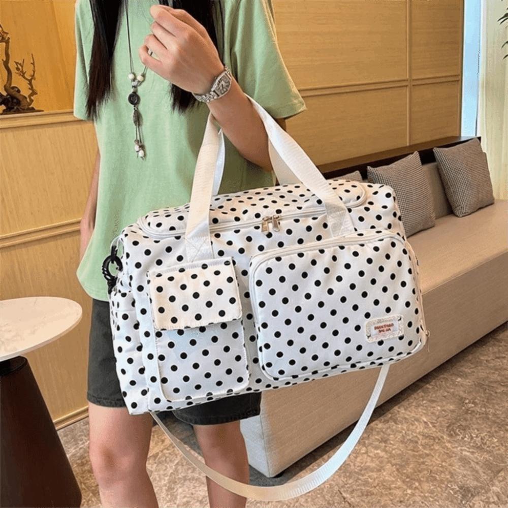 Oxford Cloth Travel Duffle Large Capacity Travel Luggage Bag Polka Dot Travel Handbag  Short Travel