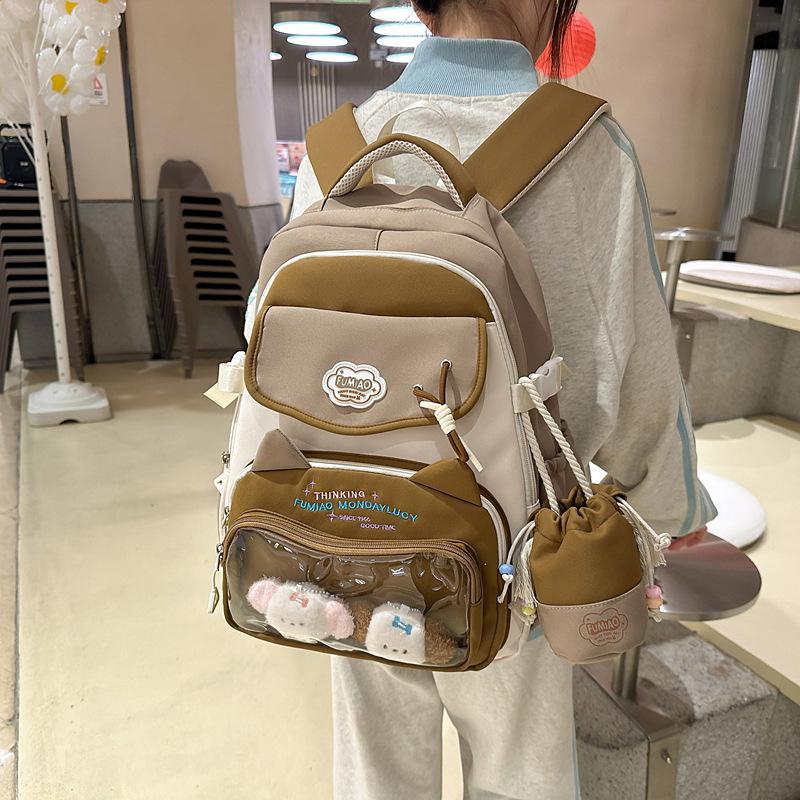 Schoolbag wholesale niche junior high school student schoolbag high value college style girl backpack Oxford cloth cute cartoon baby bag girl