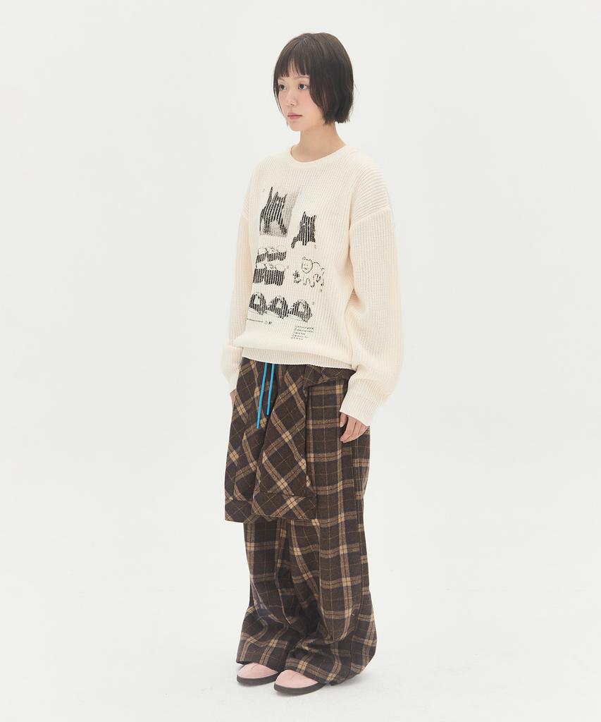 VIDEO JOCKEY Instant Hipster Graphic Knit Sweater [Ivory]