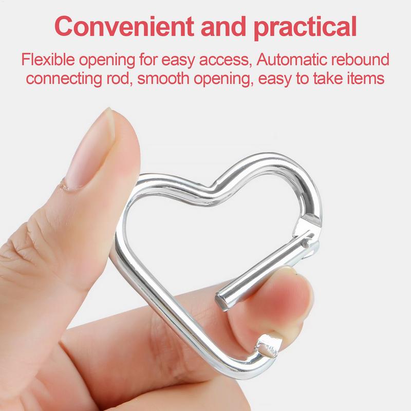 Carabiner Hook Clip 10Pcs Heart-shaped  Carabiner Key Chain Clip Outdoor Keyring Hook Water Bottle Hanging for Travel  Hiking