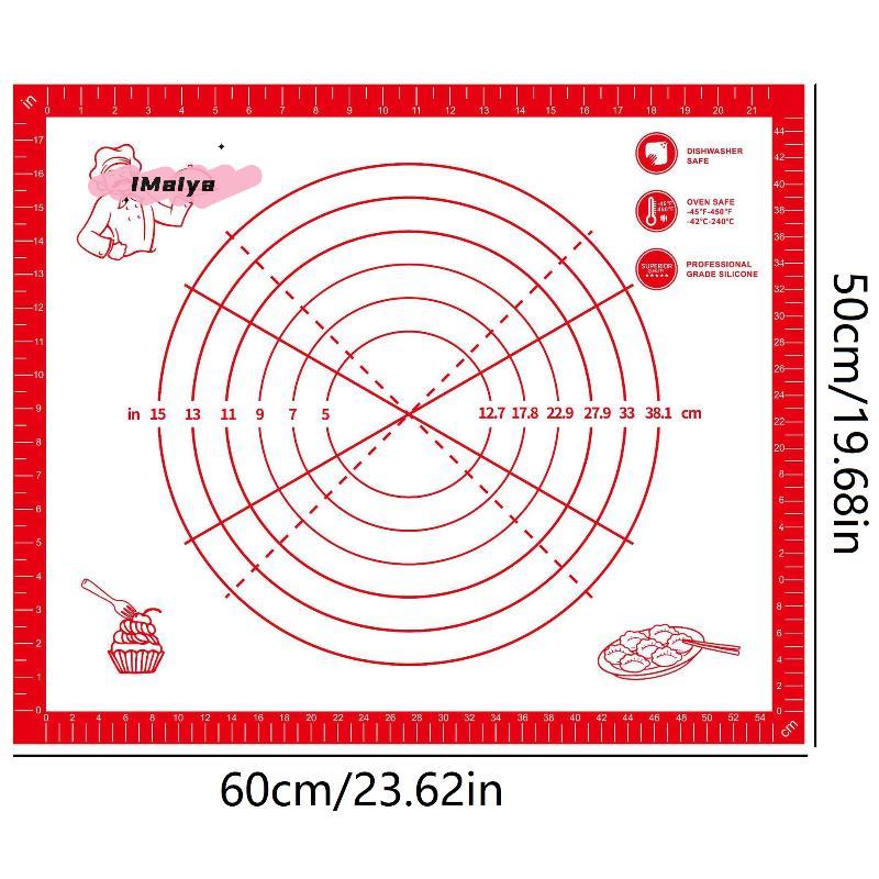 1Pc Silicone Baking Mat Non-Stick Kitchen Cooking Grill Pad for Pizza Cake Dough Kneading Maker - Essential Bakeware Gadgets