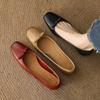 New women's casual single shoes shallow mouth round head beef tendon sole four seasons lazy shoes comfortable low heel large size soft sole leather