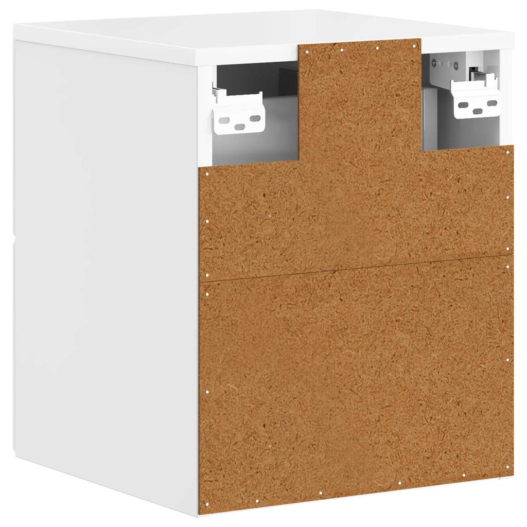 Wall Mounted Nightstand 2 pcs High Gloss White Wood Based Material