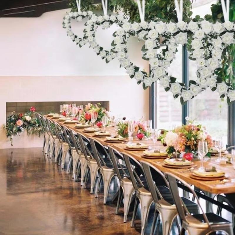 Herzförmige Rosen Tür Wandhänger Kränze Hochzeitsfest Dekoration Wegweiser Rosenblumenkranz Festbedarf Großhandel