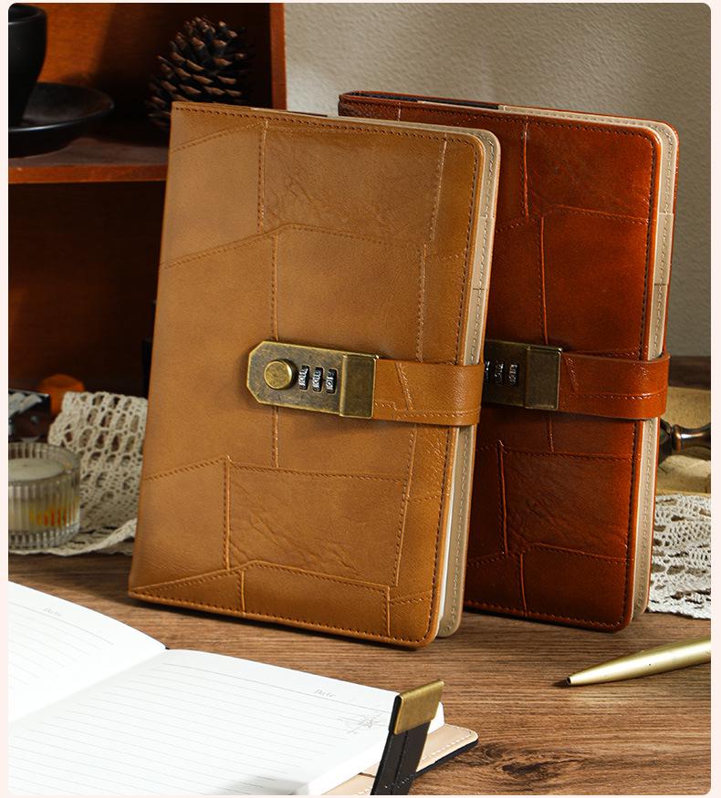 Retro Style A5 Lockable Password Journal - Exquisite High-Design Notebook