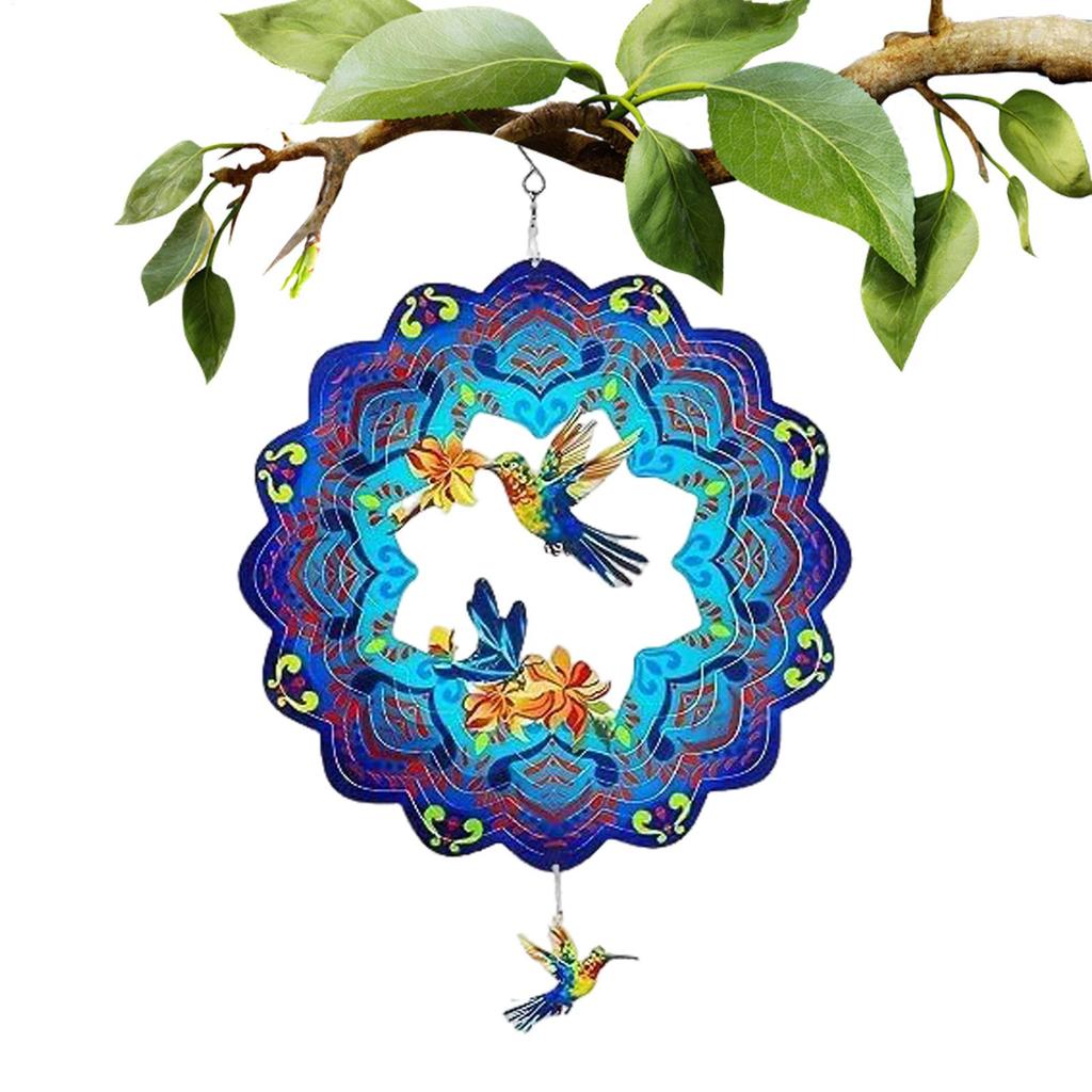 Metal Wind Spinners Hummingbird Turtle Wind Sculpture for Yard and Garden Rustic Hangable Metal Art Decor for Backyard Porch