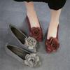 Johnature Genuine Leather Flower Low Heeled Shoes Retro Lightweight And Comfortable Women's Slip-on Shoes