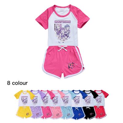 5016 Kids Girls POP Rumi Zoey Mira Print T-shirt Shorts Sport Tracksuit Clothes Set