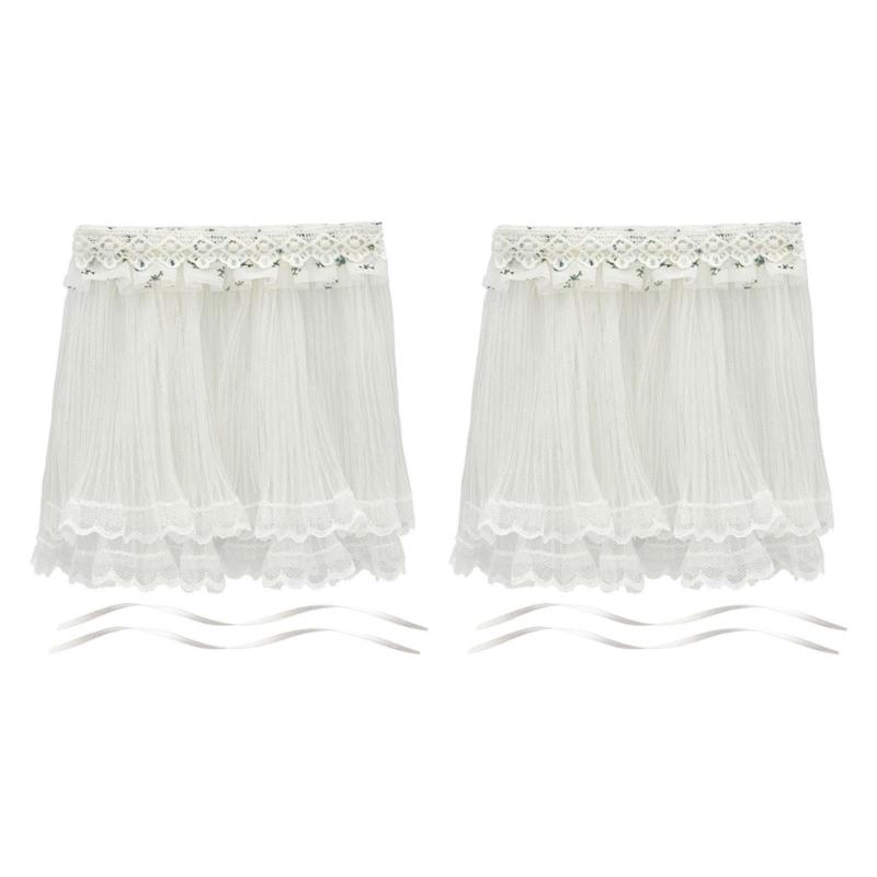 Delicate Lace Window Drapes For 1/12 Dollhouses Includes Two Removable Fabric Ties Perfect For Tiny Home Displays
