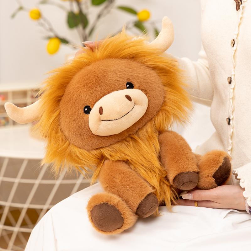 Highland Cattle Plush Toys Simulation Cattle Stuffed Doll Kawaii Toys Hobbies Collection Home Decor Toy Creative Birthday Gifts
