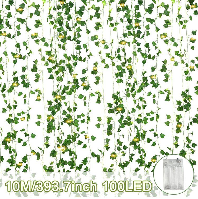 Flower Green Leaf String Lights Artificial Vine Fairy Lights Battery Powered Christmas Tree Garland Light for Weeding Home Decor