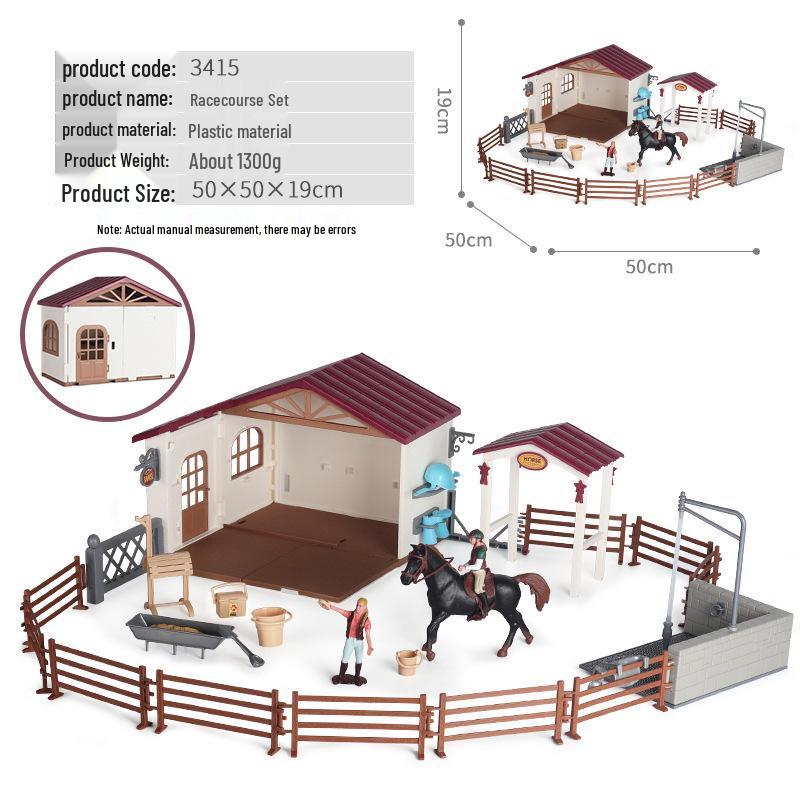 Farm Animal and Human Figures Playset with Fences: Rabbit, Sheep, Donkey, Cow - Parent-Child Simulation Toy
