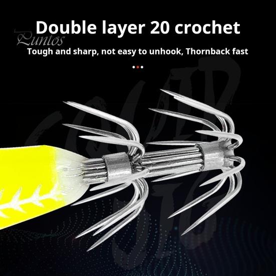 Squid Bait Luminous Fishing Lure with Steel Balls Wood Shrimp Cuttlefish Hard Bait for Sea Freshwater Fishing