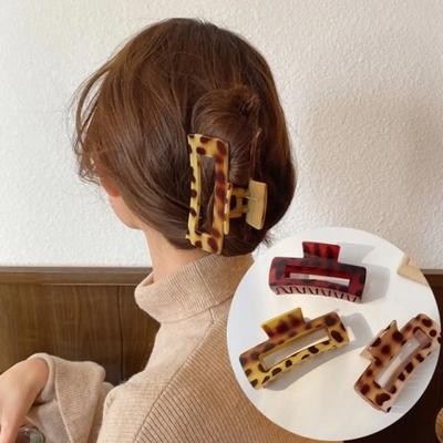 Sato Leopard Print Square Hair Claw Clip Set of 10