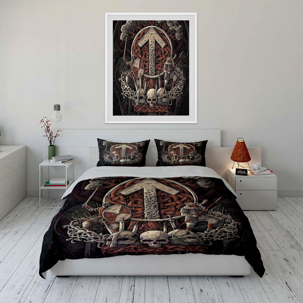 Viking Warrior Nordic Design Bedding Set Bedding set (1 duvet cover, 2 pillowcases, duvet not included)