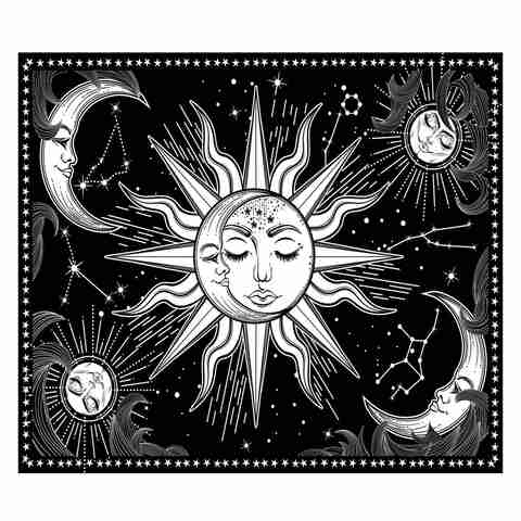 Aesthetic Black and White Sun Moon Tapestry Wall Decoration Hanging Tapestry for Bedroom Living Room 150 X 200cm/ 59 X 78.7inch