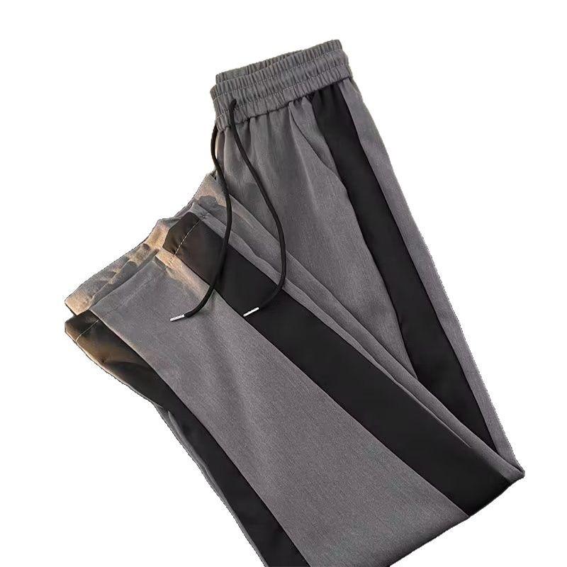 Men's Retro Casual Color Block Stripe Wide-Leg Joggers