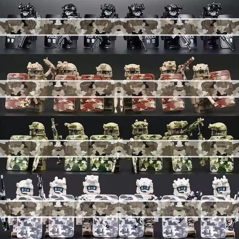 Military Mini Figures Collection Set, Special Forces Camo Commando Building Blocks, Army Role Play Toys Gift for Boys Children