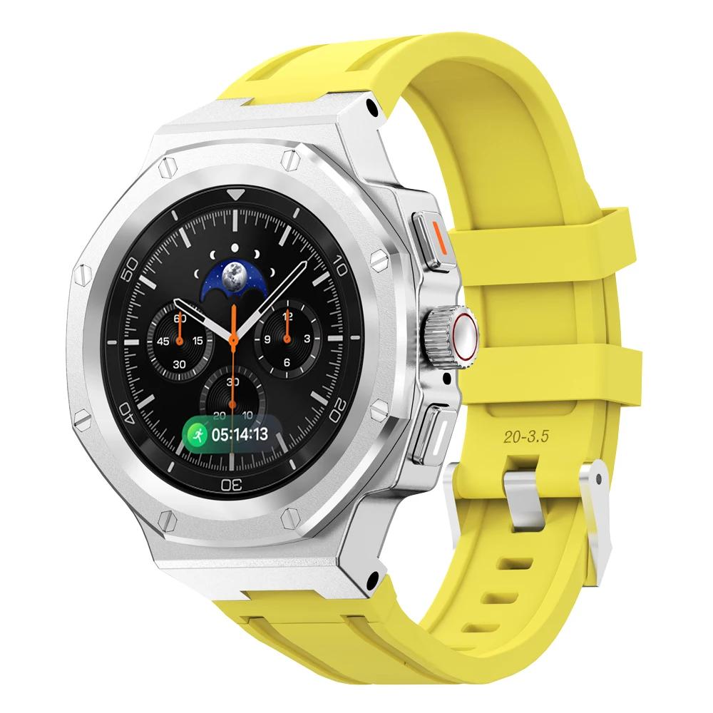 Zestaw Luksusowej Modyfikacji Do Samsung Watch 8 40mm 44mm Metalowa Koperta+Gumowy Pasek Do Watch 8 Classic 46mm Zestaw do Przeróbki Akcesoria