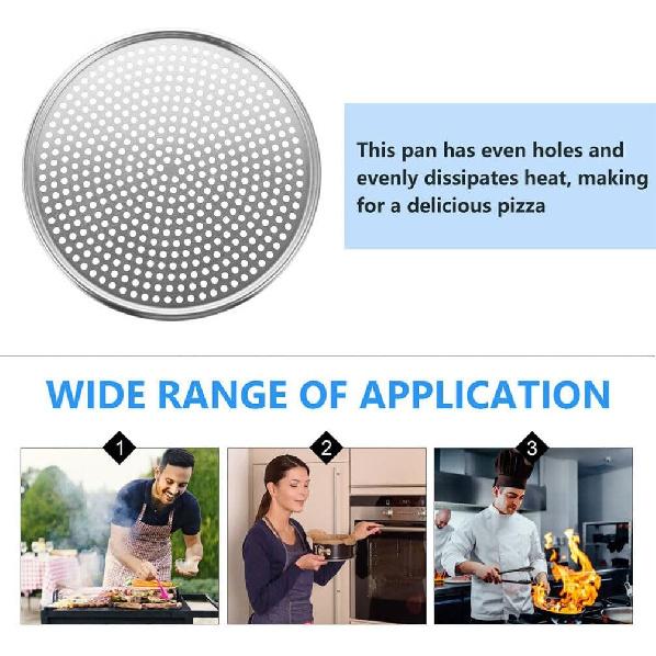 HANABASS Pizza Pan with Holes 16 Inch Stainless Steel Mesh Tray Screen Baking Pan Nonstick Round Crisper Tray Bakeware for Oven Homemade Pizza