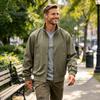 Men's Spring Fall Stand Collar Cargo Jacket, Loose Fit Windproof Streetwear Running Jacket