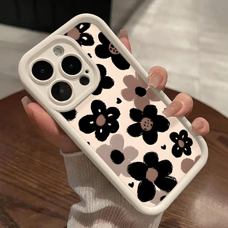 Brown Sunflower Pattern Phone Case Suitable for iPhone 17 16 15 14 13 12 11 Pro/Max/Plus Anti Drop and Shockproof Back Cover