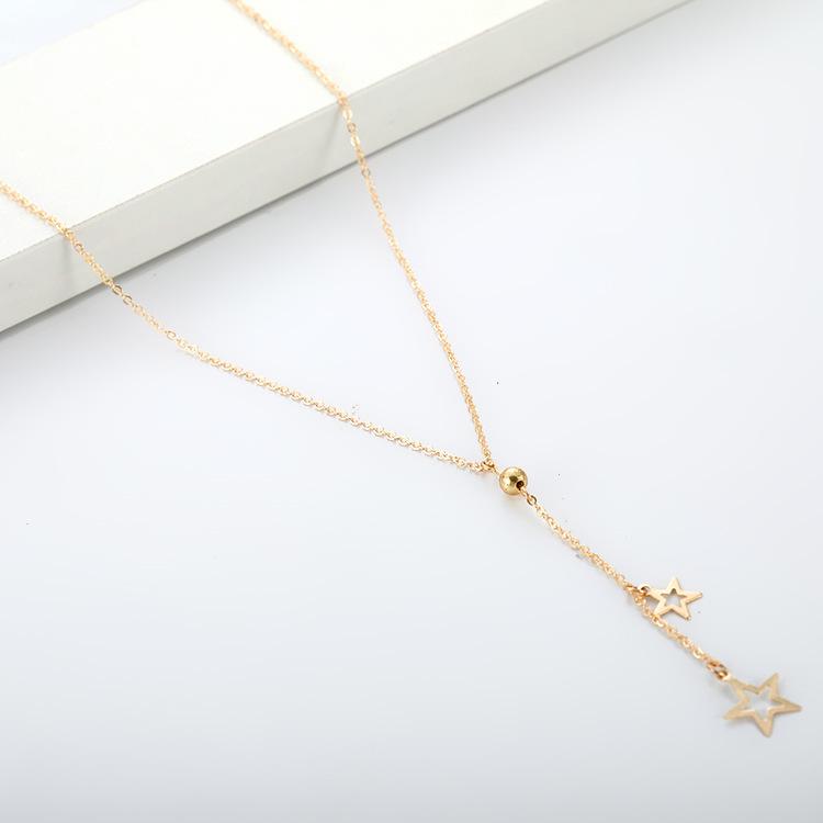 Modische und beliebte einfache fünfzackige Sternanhänger-Halskette, Stern Y-förmige Halskette