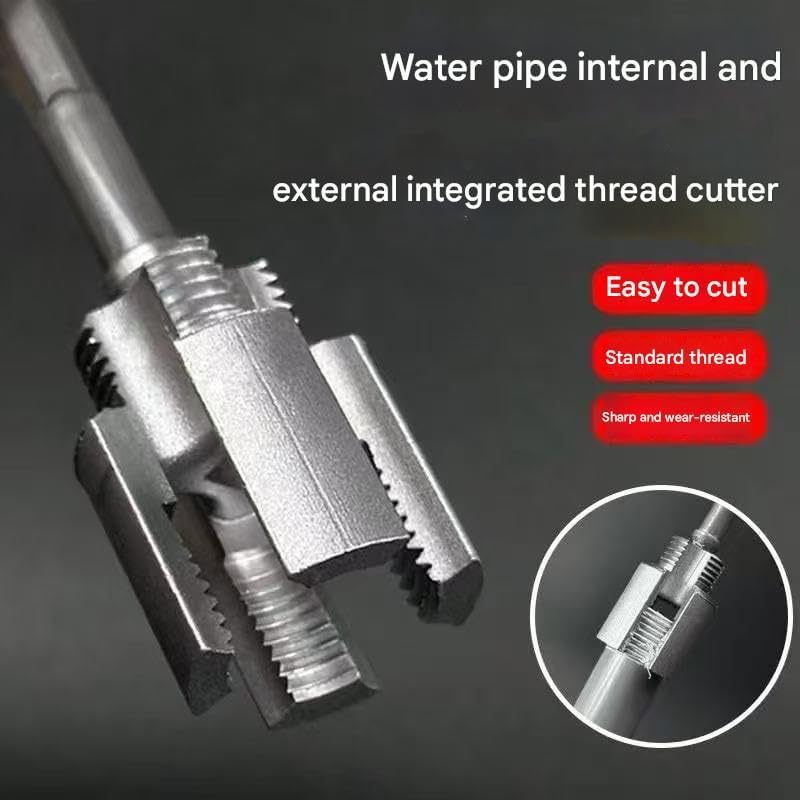 Integrated Internal & External Pipe Threading Tool, 1/2" 3/4" Dual-Purpose Pipe Threader, Electric Drill Compatible Pvc Pipe Threader Kit, Universal