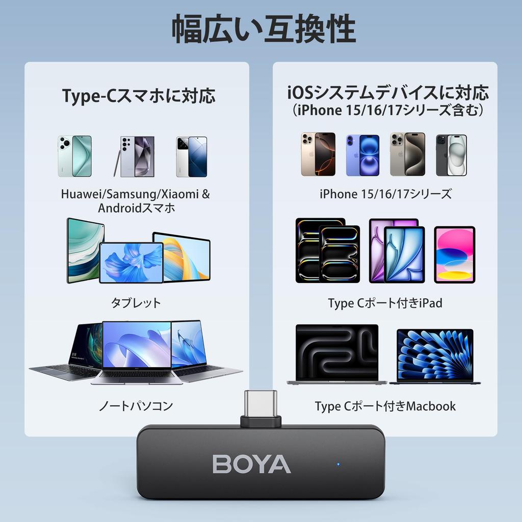 BOYA BY-V4U Wireless Lavalier Microphone 4 Users USB-C Noise Cancelling 200m Range 18H Battery Compact Clip-On for Vlogging Streaming Interviews Black