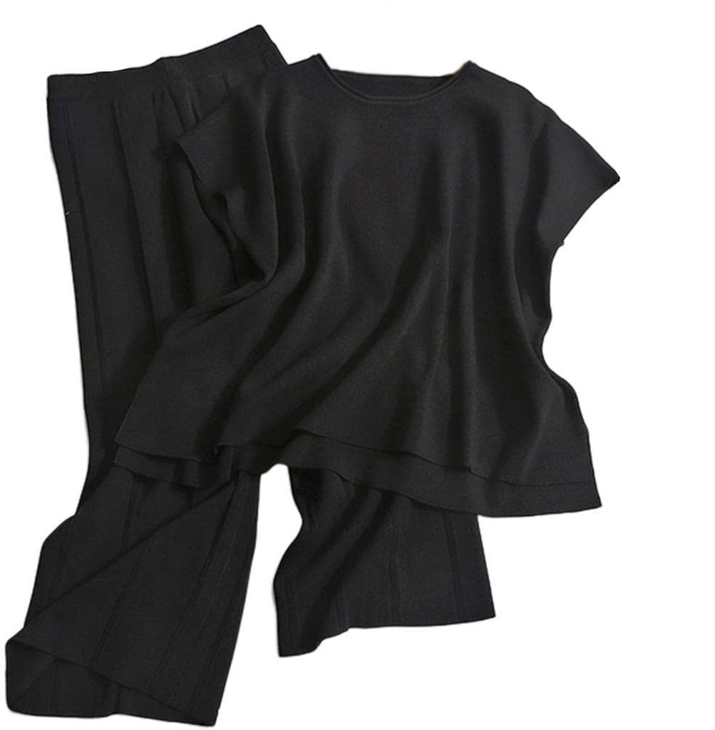 Maria Marfa French Sleeve and Pants Set for Spring and Perfect for Special and Stylish and Casual Korean Top and T-Shirt High-Waisted Set, 2-Piece