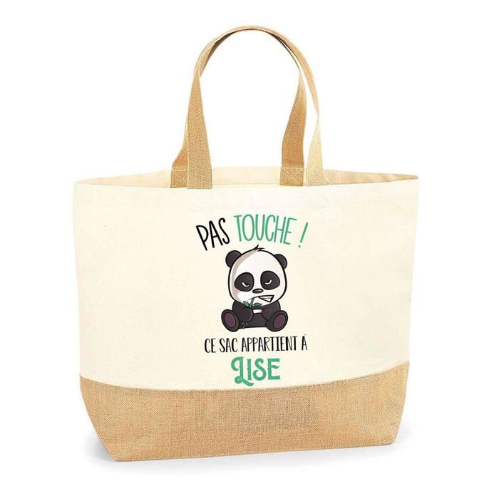 Sac cabas - PLANETEE - Lise pas touche Panda - Jute - Imprimé en France - Grande contenance