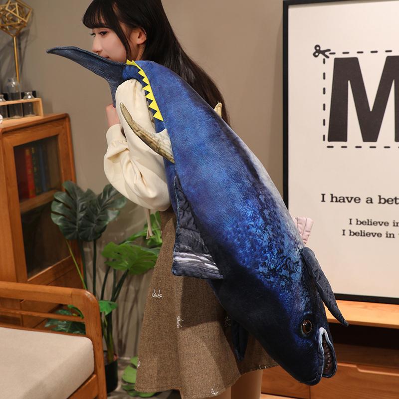 55/75/95CM Big Size Simulation Tuna Fish Plush Toy Stuffed Soft Animal Fish Plushies Pillow Cute Sofa Cushion