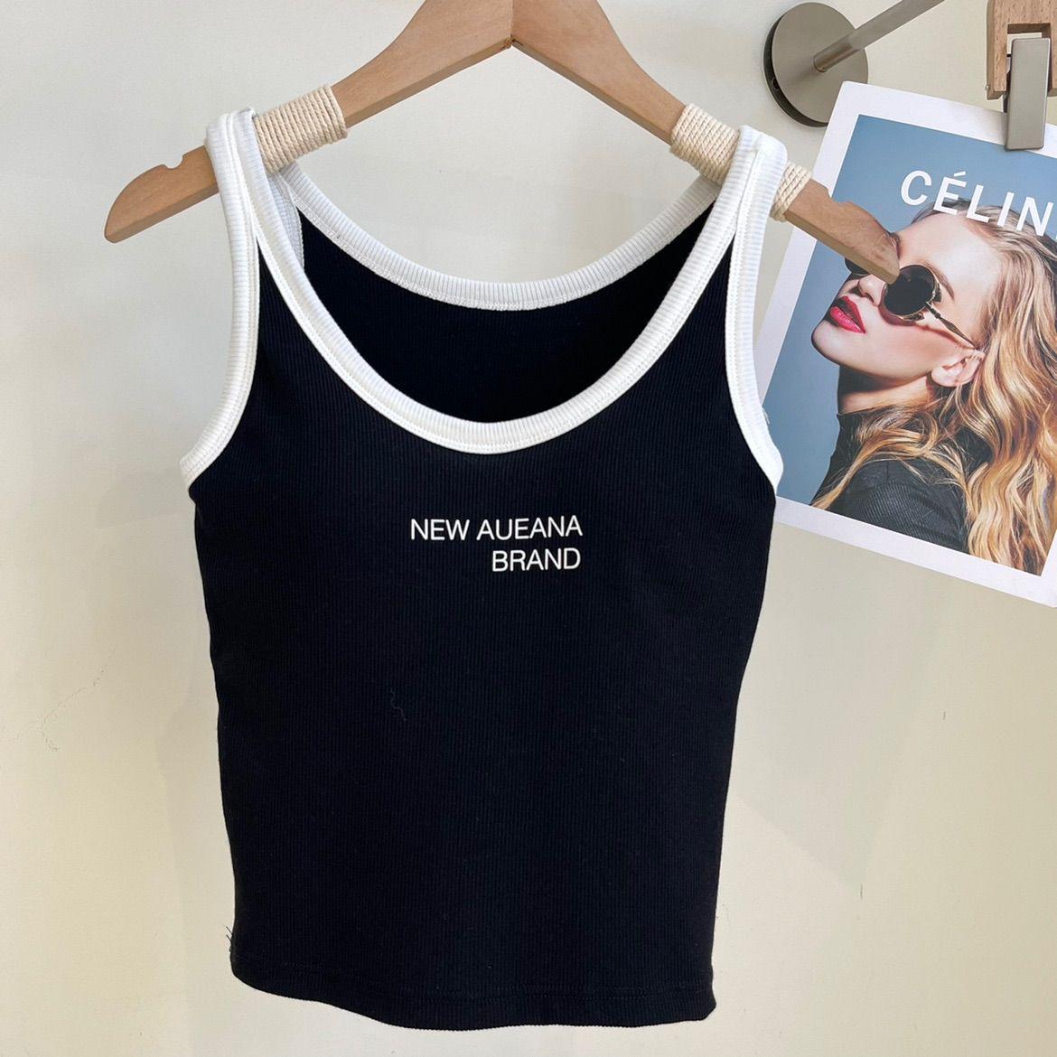 

Women s Contrast Camisole with Chest Pads - Slimming Bodycon Versatile Base Layer Top One Size (35-57.5 kg)