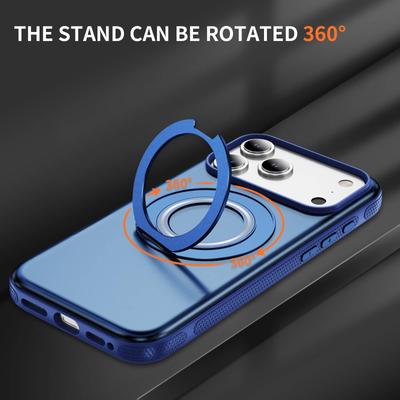 360 Magnetic Stand for iPhone 17/Air/16/15/14/13/12 Pro Max 11 Case, Fit for Magnetic Rotatable Ring Kickstand Slim Translucent