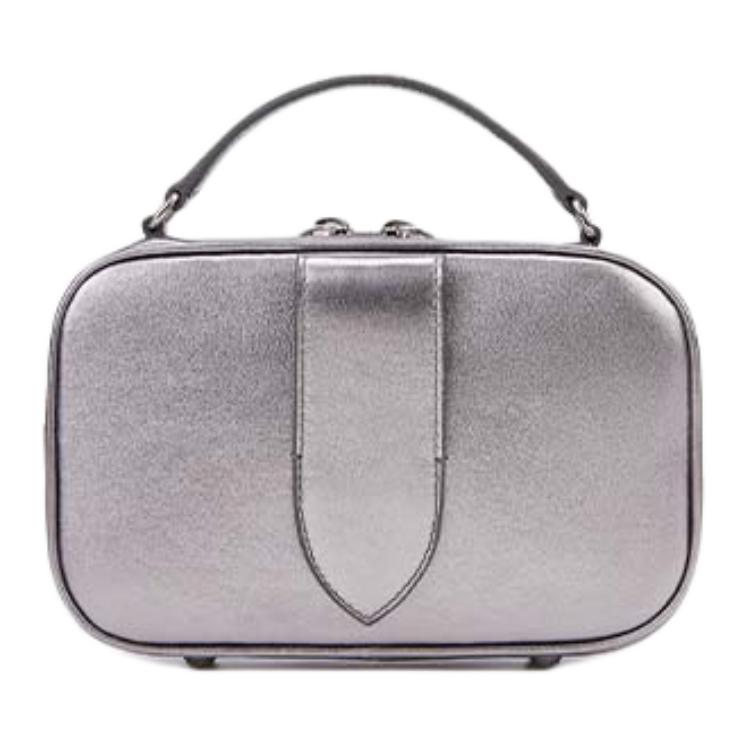 Maison Margiela Glam Slam Quilted Design Zipper Closure Lambskin Leather Mini Handheld Crossbody Bag Women bags Metallic-Silver SB1WB0008P6800H3809