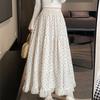 New White Floral Skirt High Waist Spring and Summer Medium and Long Design Sense Niche Long Skirt Irregular Fairy Skirt
