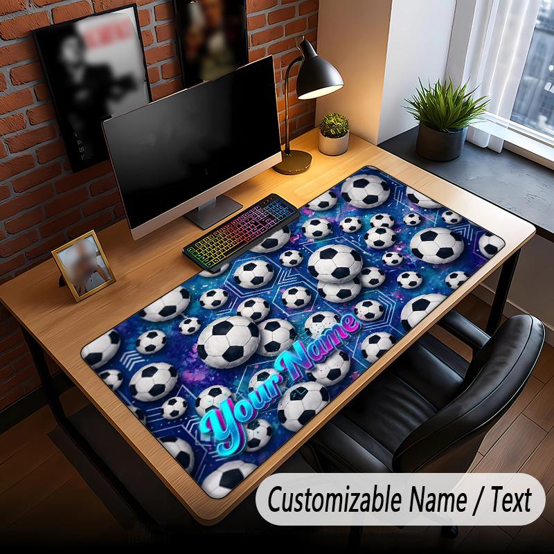 Soccer Theme Custom Mouse Pad Personalized With Name Text Customized Desk Mat For Office Home Decor