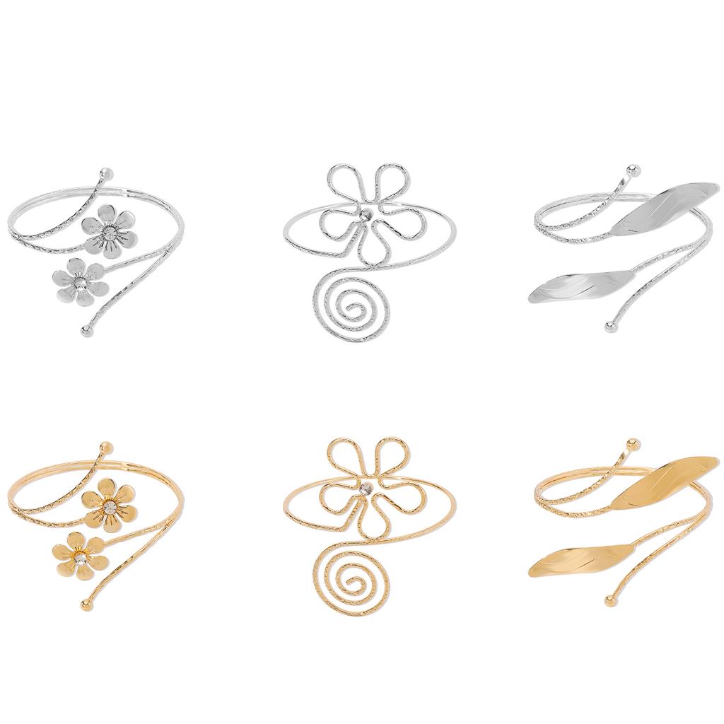 Stylish Flower/Leaf Arm Cuff Bracelet Fashion Metal Arm Chain Open Arm Bracelets Ornament Popular Women Accessories